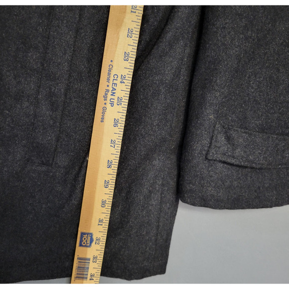 Carbon Coat Mens XL Charcoal Gray Wool Blend Car Coat Button Front Lined Pockets - Picture 8 of 11